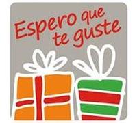 ETIQUETAS REGALO ADH. ROLLO 250 uds."ESPERO QUE TE GUSTE" CUADRADA COLOR