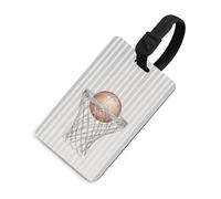 Etiquetas verticales con etiqueta de equipaje de baloncesto, bolsa de viaje, maleta, etiquetas de nombre de equipaje