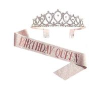 Etiquette Belt Rose Gold Birthday Party Decoration Props Crown Straps Queen Ribbon Set Gift