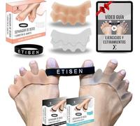 ETISEN, Separadores de Dedos de los Pies, (2 pares = 2 niveles) + Banda Anti-Juanetes, separador dedos pie, espaciador de dedos, corrector de dedos, restaurar los pies, 0% BPA, (Carne y transparente)