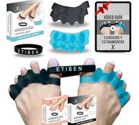 ETISEN, Separadores de Dedos de los Pies, (2 pares = 2 niveles) + Banda Anti-Juanetes, separador dedos pie, espaciador de dedos, corrector de dedos, restaurar los pies, 0% BPA, (Negro y Azul)