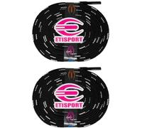 ETISPORT Par de cordones planos profesionales, para hockey, botas hielo, línea sobre ruedas. Resistentes. Largo 3 m - 118in cada uno. (Negro)
