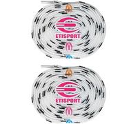 ETISPORT Par de cordones planos profesionales, para hockey, botas hielo, línea sobre ruedas. Resistentes. Largo 3 m - 118in cada uno. (Blanco)