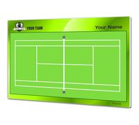 ETISPORT Pizarra táctica Tenis Césped para Entrenador Personalizada con Nombre y Escudo del Club. Tablero de borrado en seco 35 x 24cm