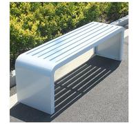 ETKIN Banco de jardín de metal, 2-8 plazas, resistente a la intemperie, banco de jardín sin respaldo, banco de parque soporta hasta 225 kg, banco de terraza para jardín, balcón y terraza, blanco, 100