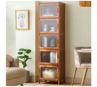 ETKIN Estantería Estrecha de 6 Niveles, con Puertas, Estantes de Almacenamiento de Exhibición de Pie, Estantería Alta para la Oficina, Sala de Estar,43×155cm/17×61in