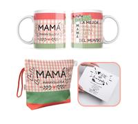 ETKR - Regalos Originales para Mujer - Neceser Mujer + Taza Dia de la Madre - Neceser de Maquillaje - Regalos Originales para el Dia de la Madre - Regalo para Mujere - Taza Personalizada Mama(Naranja)