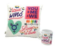 ETKR - Regalos Originales para Parejas - Regalo para Novia - Regalos San Valentin - Pack Taza + Cojín con Relleno - San Valentin - Regalo Pareja, Enamorados, Novia, Novio, Para Hombre, Mujer- You+Me