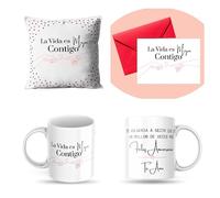 ETKR - Regalos Originales para Parejas - Regalo para Novia - Regalos San Valentin - Pack Taza + Cojín con Relleno - San Valentin - Regalo Pareja, Enamorados, Novia, Novio, Para Hombre, Mujer- Frase