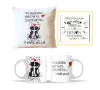 ETKR - Regalos Originales para Parejas - Regalo para Novia - Regalos San Valentin - Pack Taza + Cojín con Relleno - San Valentin - Regalo Pareja, Enamorados, Novia, Novio, Para Hombre, Mujer- Infinito