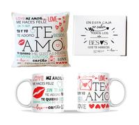 ETKR - Regalos Originales para Parejas - Regalo para Novia - Regalos San Valentin - Pack Taza + Cojín con Relleno - San Valentin - Regalo Pareja, Enamorados, Novia, Novio, Para Hombre, Mujer- Te Amo