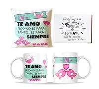 ETKR - Regalos Originales para Parejas - Regalo para Novia - Regalos San Valentin - Pack Taza + Cojín con Relleno - San Valentin - Regalo Pareja, Enamorados, Novia, Novio, Para Hombre, Mujer- Love