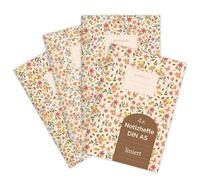 etmamu 1070 Juego de 4 cuadernos A5, diseño de flores de verano, para notas, bocetos, diario y planificación, a rayas