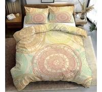 Étnico Funda Nordica Cama 105cm - 180x220cm, Mandala Funda Edredon Microfibra Suave Transpirable Moderno - y 2 Fundas de Almohada 50x75 cm, con Cremallera ZB303