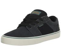 Etnies Barge LS - Aspecto clásico de Patinaje, Silhoutte Vulcanizado Delgado, Cuello blindado Fuerte, Vulc Reforzado, Ajuste Acolchado, Tenis de Uso Diario 2025, Gris Oscuro, Negro y Dorado, 37.5 EU