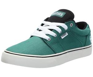 Etnies Barge LS - Aspecto clásico de Patinaje, Silhoutte Vulcanizado Delgado, Cuello blindado Fuerte, Vulc Reforzado, Ajuste Acolchado, Tenis de Uso Diario 2025, Verde Negro Blanco, 40 EU