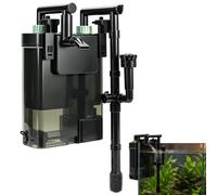 Etnorsu Filtro externo para colgar en la parte posterior, filtro silencioso para pecera con filtración de 3 etapas, motor de combustión antisequedad, flujo ajustable de 132 GPH, boquilla de pico de