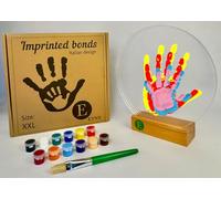 ETNY Kit de Huellas de Manos Familiares para 4 Personas, Set Creativo con 12 Pinturas Lavables No Tóxicas,Marco de Madera y 4 Paneles Acrílicos (PMMA), Regalo Original Nacimiento y Aniversario.