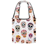 etoenbrc Bolsa de lona con calaveras y estrellas para mujer, bolso de hombro casual para viajes, trabajo, compras, Multicolor 9, Talla única