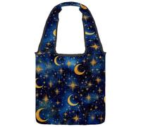 etoenbrc Bolsa de lona con estrellas azul luna para mujer, bolso de hombro, bolso de mano casual para viajes, trabajo, compras, Multicoloured 1, Talla única