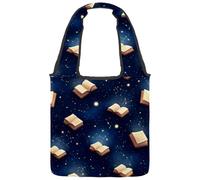 etoenbrc Bolsa de lona con libros mágicos, cielo estrellado para mujer, bolso de hombro, bolso de mano casual para viajes, trabajo, compras, Multicoloured 1, Talla única