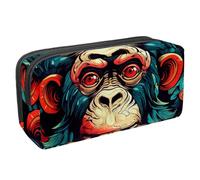 etoenbrc Estuche para lápices, estampado Monkey Q, estuche para lápices con cremallera, bolsa impermeable para bolígrafos, suministros de oficina, organizador de papelería para adolescentes, niñas,