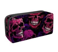 etoenbrc Estuche para lápices, estuche con diseño de calavera Q con cremallera, bolsa impermeable para bolígrafos, suministros de oficina, organizador de papelería para adolescentes, niñas, adultos y