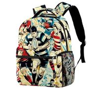 etoenbrc Mochila Sport of Rugby para niños, mochila de capacidad Lagre, mochila para niños, mochila escolar, bolsa de libros para adolescentes, primaria y junior, Multicolor, Talla única