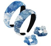 etoenbrc Paquete de 2 diademas anchas de poliéster y coletero para mujer, diademas de bosque de montaña de nieve, banda para el pelo, diadema antideslizante para niñas y mujeres, accesorios para el