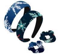 etoenbrc Paquete de 2 diademas anchas de poliéster y coletero para mujer, diademas de copos de nieve de belleza, banda para el pelo, a la moda, antideslizante, para niñas y mujeres, accesorios para el