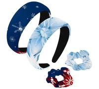 etoenbrc Paquete de 2 diademas anchas de poliéster y coletero para mujer, diademas de Navidad con diseño de nieve en J, banda para el pelo de moda antideslizante, para niñas y mujeres, accesorios para