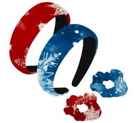 etoenbrc Paquete de 2 diademas anchas de poliéster y coletero para mujer, diademas de Navidad con diseño de nieve F, banda para el pelo antideslizante para niñas y mujeres, accesorios para el cabello