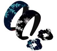 etoenbrc Paquete de 2 diademas anchas de poliéster y coletero para mujer, diademas de Navidad con diseño de nieve B, banda para el pelo antideslizante para niñas y mujeres, accesorios para el cabello