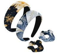 etoenbrc Paquete de 2 diademas anchas de poliéster y coletero para mujer, diademas de nieve pura de Navidad, banda para el pelo, a la moda, antideslizante, para niñas y mujeres, accesorios para el