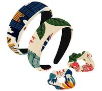 etoenbrc Paquete de 2 diademas anchas de poliéster y coletero para mujer, diseño de dibujos animados de Inglaterra, diadema de arquitectura de Inglaterra, banda para el pelo, a la moda,