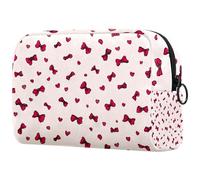etoenbrc Red Bows Love Hearts - Bolsa de maquillaje reutilizable para viajes, bolsa de maquillaje grande para adolescentes, niñas y mujeres, 18,5 x 7,6 x 13 cm, Multicolor 1, Talla única