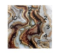 etoenbrc Reloj de pared cuadrado de 8 pulgadas, silencioso, sin tictac, reloj de mármol dorado brillante, funciona con pilas, reloj de madera decorativo para cocina, sala de estar, dormitorio, oficina
