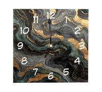 etoenbrc Reloj de pared cuadrado de 8 pulgadas, silencioso, sin tictac, reloj de mármol negro y dorado, funciona con pilas, reloj de madera decorativo para cocina, sala de estar, dormitorio, oficina