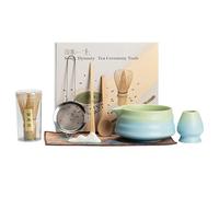 ETOFIXEE Matcha Kit,7 Piezas Matcha Set,Juego Batidor Matcha,Cuchara Matcha,Cuenco Matcha,Soporte para Batidor,Set de Regalo de Matcha para la Ceremonia del Té (Qing azul)