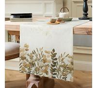 ETOLISHOP Mesa Moderna Arpillera Lino Mantel Decorativo Hojas Eucalipto Amarillo Otoño Retro Caminos Mesa Hogar Picnics Aire Libre 40x140cm