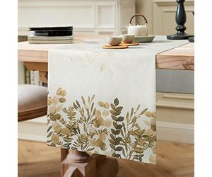 ETOLISHOP Mesa Moderna Arpillera Lino Mantel Decorativo Hojas Eucalipto Amarillo Otoño Retro Caminos Mesa Hogar Picnics Aire Libre 40x140cm