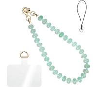 Etomvoop Abalorio de teléfono hecho a mano con piedra natural para muñeca, correa de abalorios, correa antipérdida, cadena para mujer, funda para teléfono celular, cámara, cartera, accesorios para