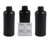 eTone 3 botellas de 1000 ml para llenar, botellas de almacenamiento para fotoquímicos de cámara oscura, 1 L, HDPE, botella de plástico resistente a productos químicos (negro)