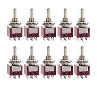 ETOPARS 10 Piezas Mini Interruptor de Palanca ON-ON 6A 125V / 3A 250V 6 Pines 2 Posiciones DPDT Miniatura Interruptor Coche Terminal Soldadura