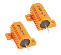ETOPARS 2 Piezas 25W 10 Ohm Resistencia 5% Aluminio Carcasa Resistencia Bobinado Chasis Montado Resistencias de Carga Aluminio Caja Resistor Adaptador Luces Convertidor