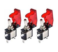 ETOPARS 3 Piezas Interruptor de Palanca para Coche 12V 20A Interruptor Basculante Auto Rojo Luz Conmutador de Palanca ON Off 3 Pin SPST Arranque Impermeable Cubierta Rojo