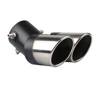 ETOPARS 62mm Tubo de Escape del Coche Universal Tubo de Punta de Silenciador de Escape Acero Inoxidable Tubo de Extremo Cola Final Automóviles Salida Doble Curva Plata