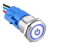 ETOPARS Acero Inoxidable 19mm Interruptor de Botón 12V 5A Interruptor de Palanca Coche Impermeable Metal Interruptor Basculante 1NO 1NC Enchufe Cable Azul Luz Fuerza Símbolo