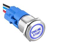 ETOPARS Acero Inoxidable 19mm Momentáneo Interruptor de Botón 12V 5A Interruptor de Palanca Coche Impermeable Metal Interruptor Basculante Enchufe Cable Azul Luz Engine Start