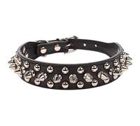 ETOPARS Collar de Cuero para Perro con Tachuelas de Pinchos, Collares de Perros con Remaches de Púas y Tachuelas Ajustables